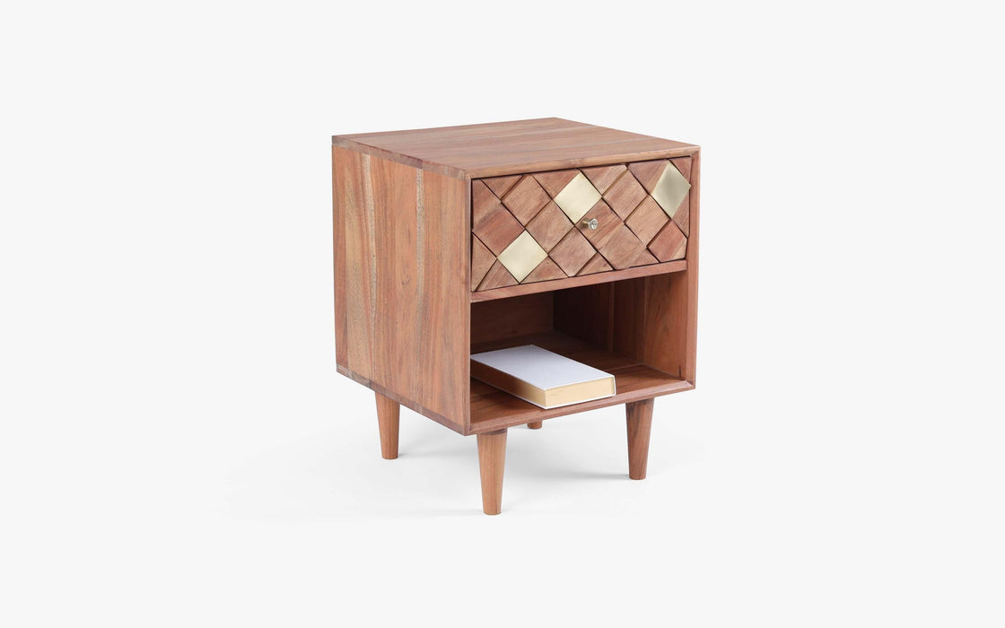 Buy Bedside Table - Milan Acacia Wooden Bedside Table With Storage For Bedroom & Living Room by Orange Tree on IKIRU online store