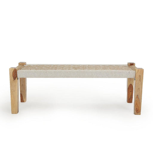 Buy Bench - Wooden Rectangular Bench Rustic | Traditional Outdoor Seating Cotton Rope by Home4U on IKIRU online store