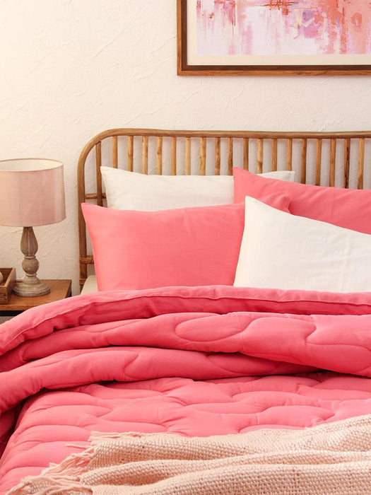 Buy Blankets & Comforters - Pink Pure Cotton Double Bed Comforter Blanket Bedspread For Bedroom by House this on IKIRU online store
