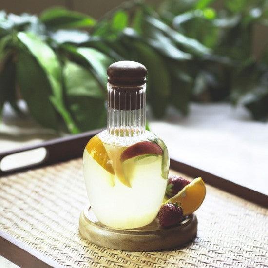 Buy Bottles - Neer Luxurious Glass Carafe Bottle With Wooden Cap For Beverages | Serveware For Home & Restaurant by Courtyard on IKIRU online store