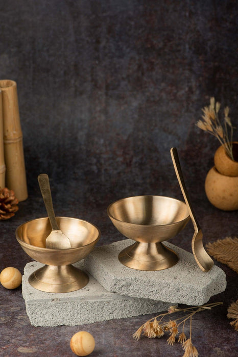 Buy Bowl - Bronze Utensils | Kansa Ice Cream Bowl Set Of 2 Bronze Dessert Bowls by Kansawala on IKIRU online store