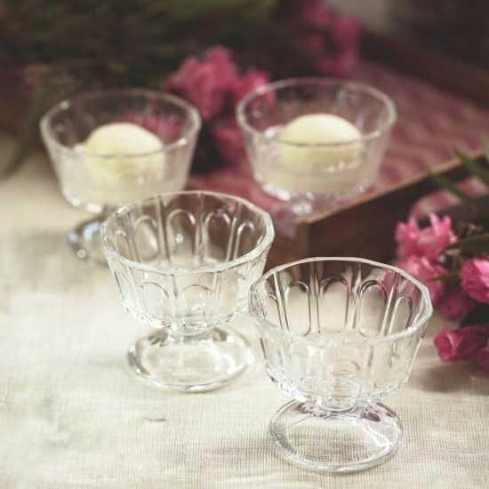 Buy Bowl - Shehtuti Glass Dessert Serving Bowl Set Of 4 For Home Restaurant & Gifting by Courtyard on IKIRU online store