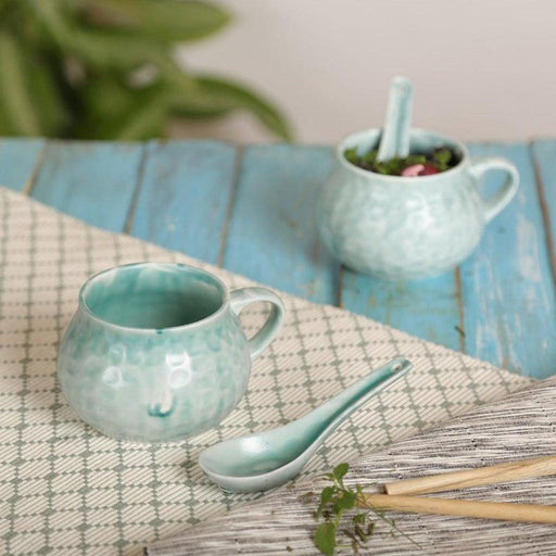 Buy Bowl - Stylish Blue Soup Bowl With Spoon Set Of 2 For Home & Restaurant | Gifting Set by Home4U on IKIRU online store