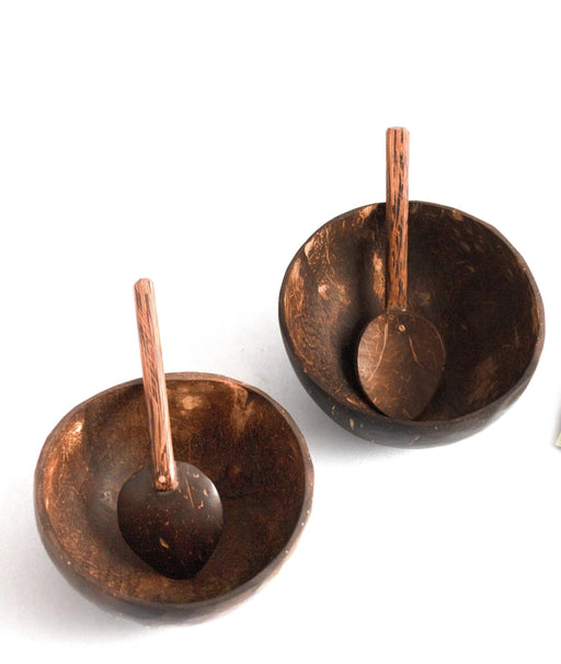 Buy Bowls & Katori - Aesthetic Wooden Coconut Shell Bowls With Spoons Set Of 4 For Serving & Gifting by Thenga on IKIRU online store