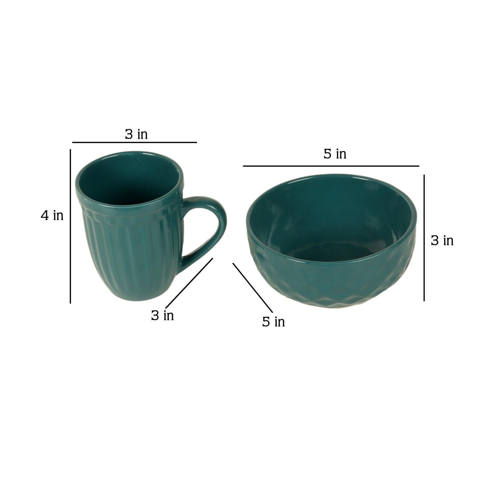 Buy Bowls & Katori - Ceramic Green Mugs & Bowls Set For Serving - Pack Of 6 by Amaya Decors on IKIRU online store
