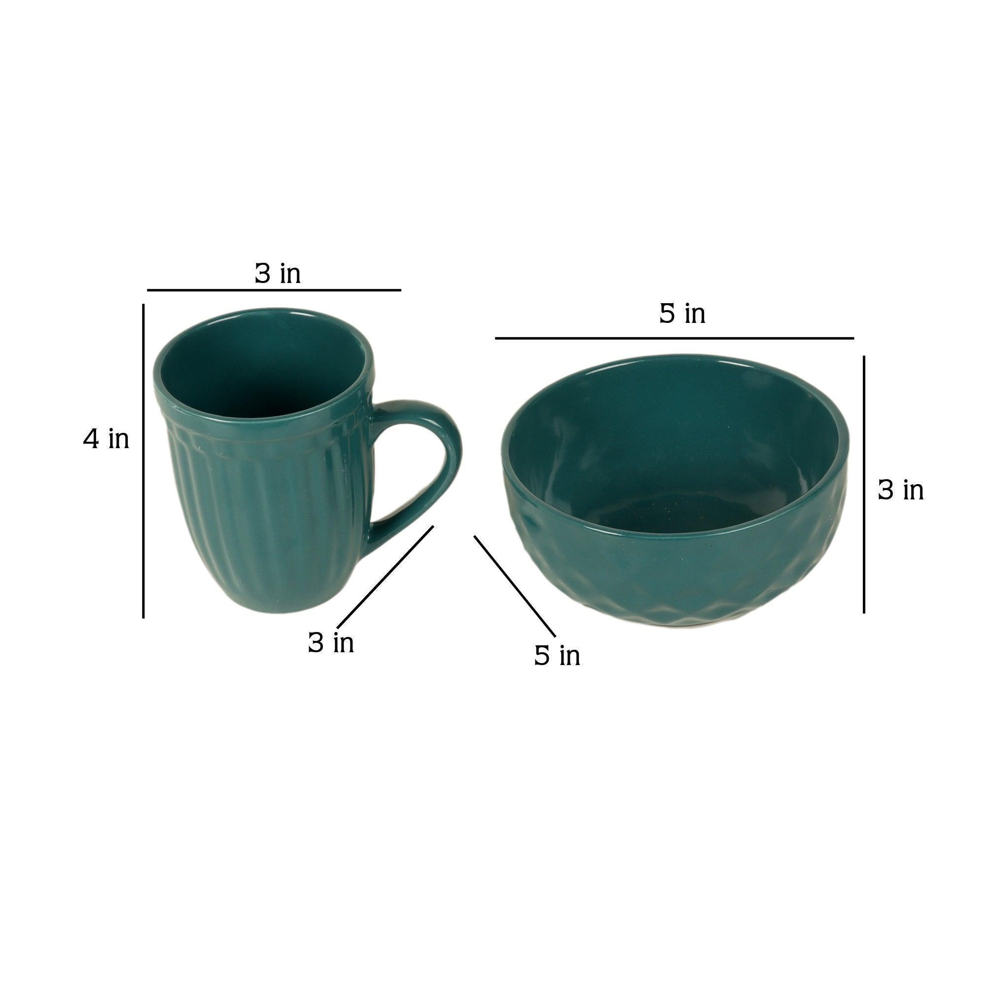 Buy Bowls & Katori - Ceramic Green Mugs & Bowls Set For Serving - Pack Of 6 by Amaya Decors on IKIRU online store
