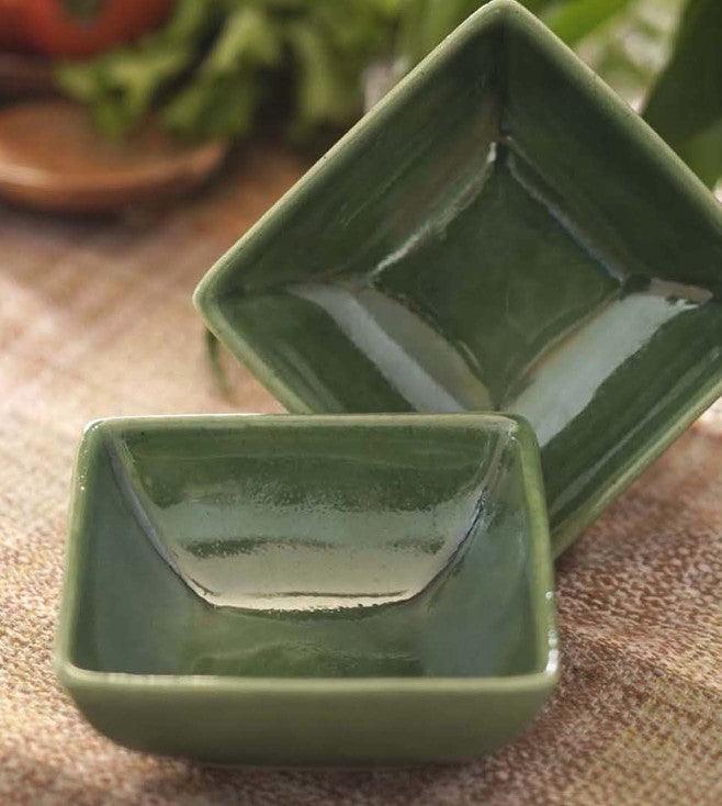 Buy Bowls & Katori - Dogri Green Ceramic Nuts & Snacks Bowl For Serving Set Of 2 | Stylish Serveware For Home & Gifting by Courtyard on IKIRU online store