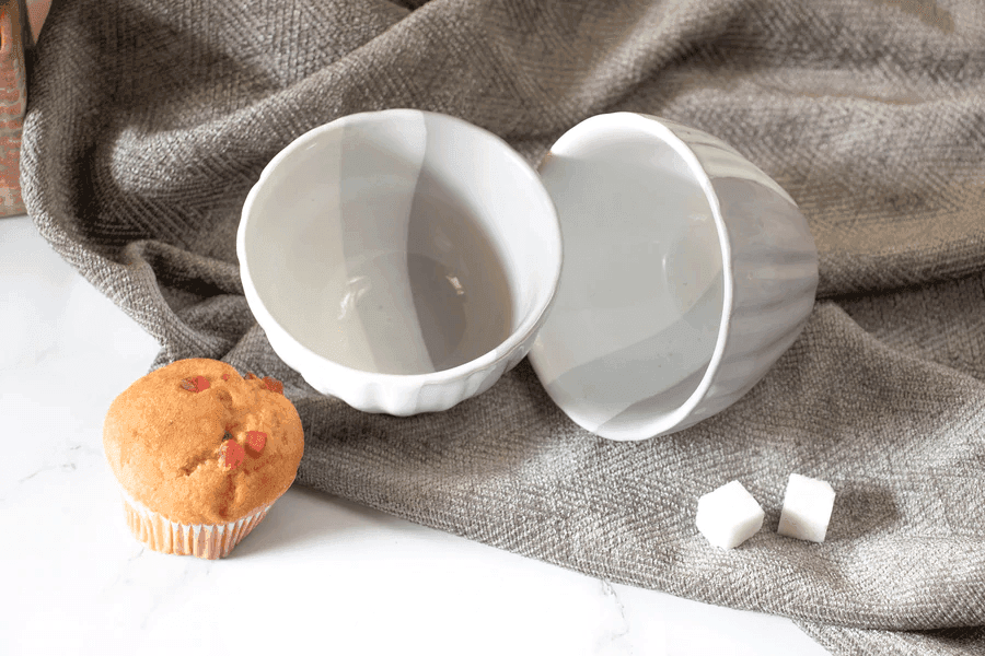 Buy Bowls & Katori - Minimal Shaded Grey & White Dessert Serving Bowl Set Of 6 | Gifting Bowls For Decor by The Table Fable on IKIRU online store