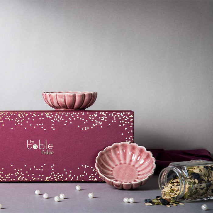 Buy Bowls & Katori - Pink Flower Bowls & Trail Mix Gift Box Set For Kitchenware And Gifting by The Table Fable on IKIRU online store