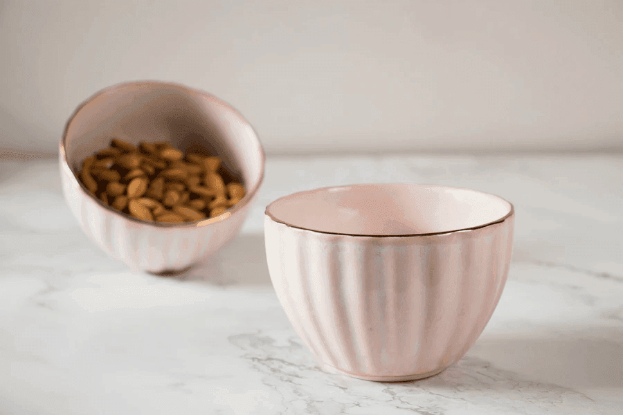 Buy Bowls & Katori - Stylish Ribbed Blush Pink Bowl Stoneware Set For Table Decor & Home | Snack & Dessert Gifting Bowls by The Table Fable on IKIRU online store