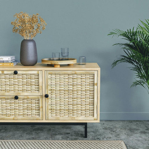 Buy Cabinets & Sideboard - Bamboo Wooden & Steel Console TV Cabinet For Living Room & Home by Mianzi on IKIRU online store