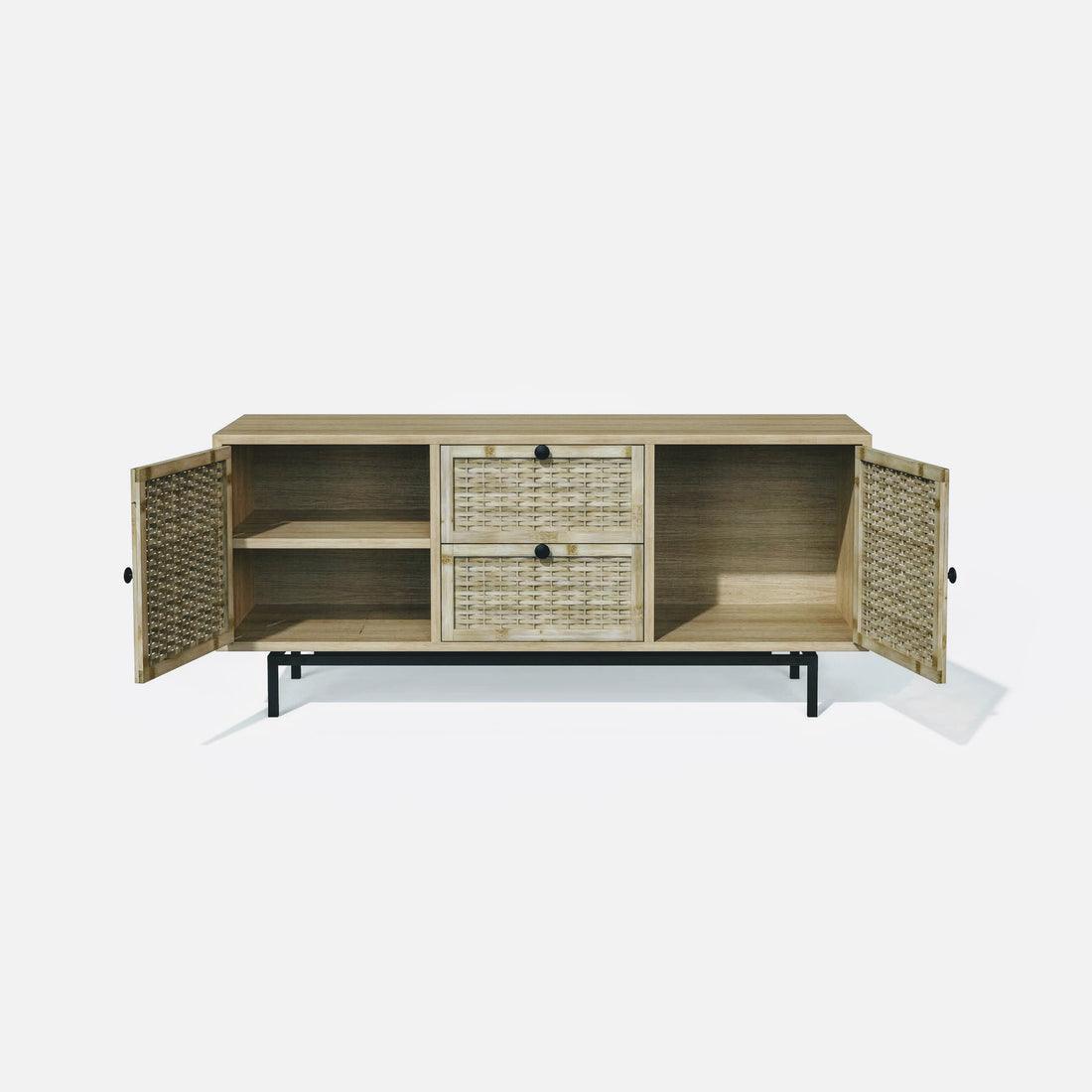 Buy Cabinets & Sideboard - Bamboo Wooden & Steel Console TV Cabinet For Living Room & Home by Mianzi on IKIRU online store