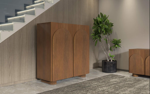 Buy Cabinets & Sideboard - Ribbed Mango Wood Sideboard With Storage | Brown Walnut Finish Cabinet For Home by Orange Tree on IKIRU online store