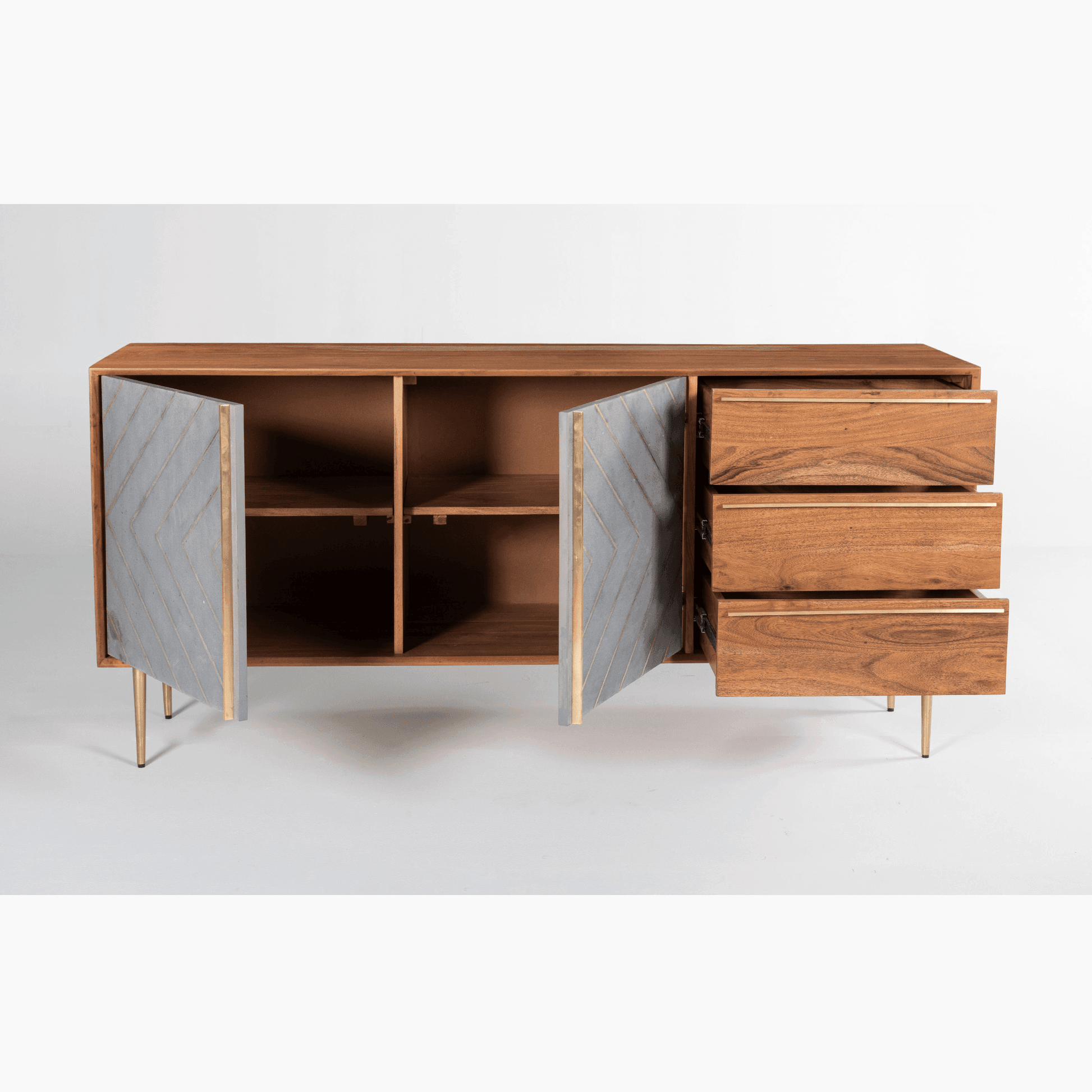 Buy Cabinets & Sideboard - Wooden & Metal Side Board With Storage | Side Console Table Cement Finish For Home by Orange Tree on IKIRU online store