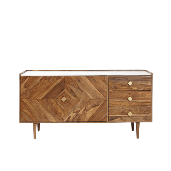 Buy Cabinets - Sheesham Wood And Marble Sideboard Cabinets | Side Table With Storage For Home by Orange Tree on IKIRU online store