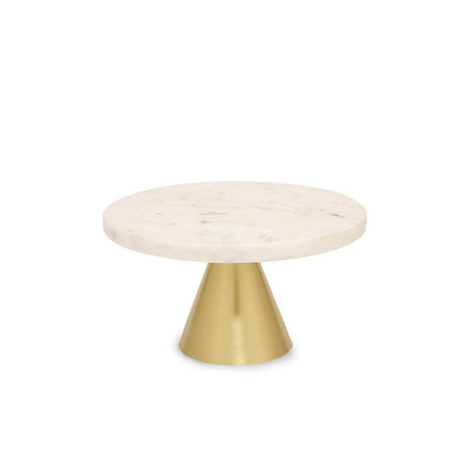 Buy Cake stand - Elvira Cake Stand White Marble Top & Golden Conical Base| Multipurpose Display Stand by Home4U on IKIRU online store