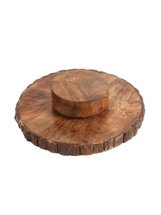 Buy Cake stand - Mango Wood Revolving Cake Stand with knife and server by Amaya Decors on IKIRU online store