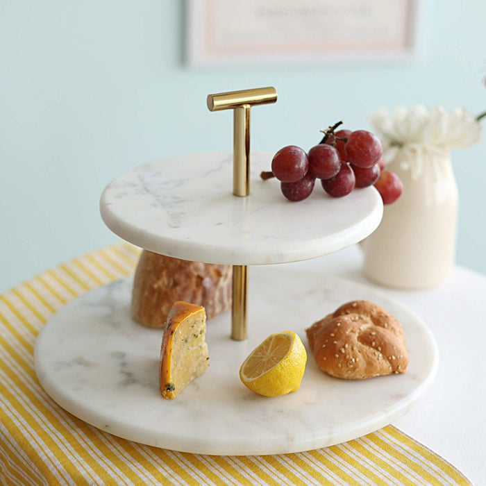 Buy Cake stand - Marble And Metal 2 Tier Cake Stand For Home Or Party by Orange Tree on IKIRU online store
