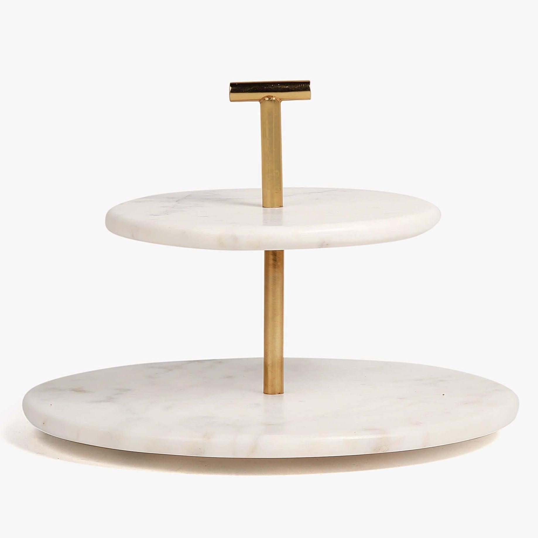 Buy Cake stand - Marble And Metal 2 Tier Cake Stand For Home Or Party by Orange Tree on IKIRU online store