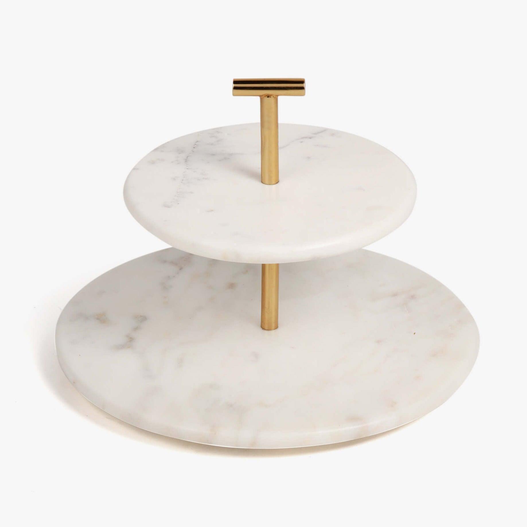 Buy Cake stand - Marble And Metal 2 Tier Cake Stand For Home Or Party by Orange Tree on IKIRU online store