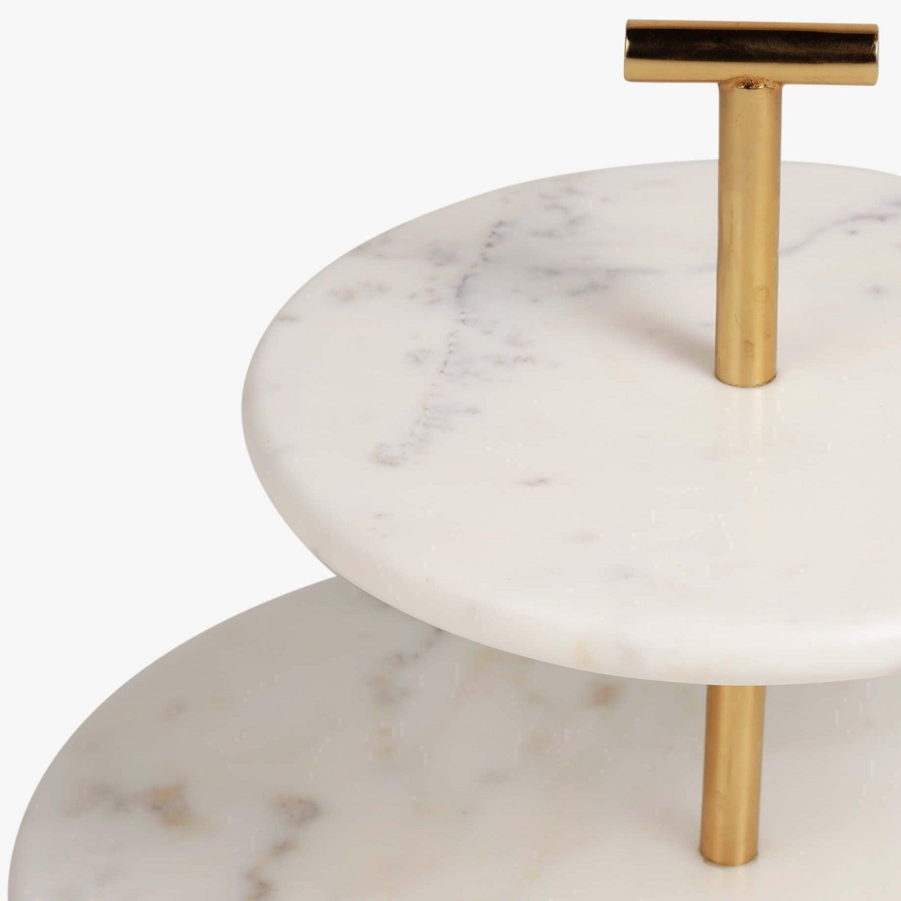 Buy Cake stand - Marble And Metal 2 Tier Cake Stand For Home Or Party by Orange Tree on IKIRU online store