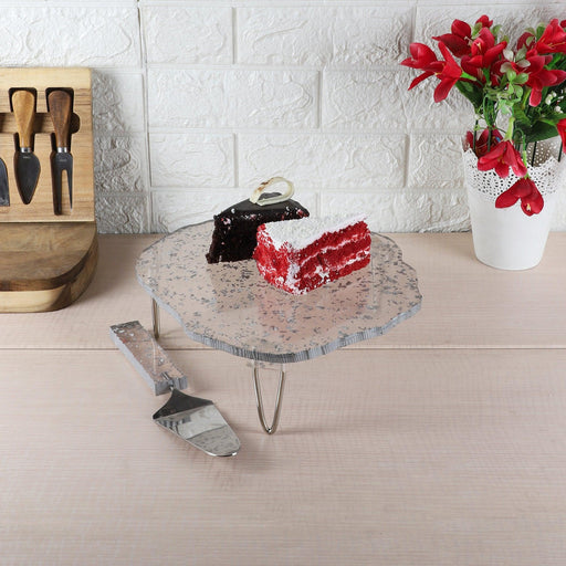 Buy Cake stand - Stylish Resin Cake Stand With Server | Modern Platter For Snacks & Appetizers by Amaya Decors on IKIRU online store