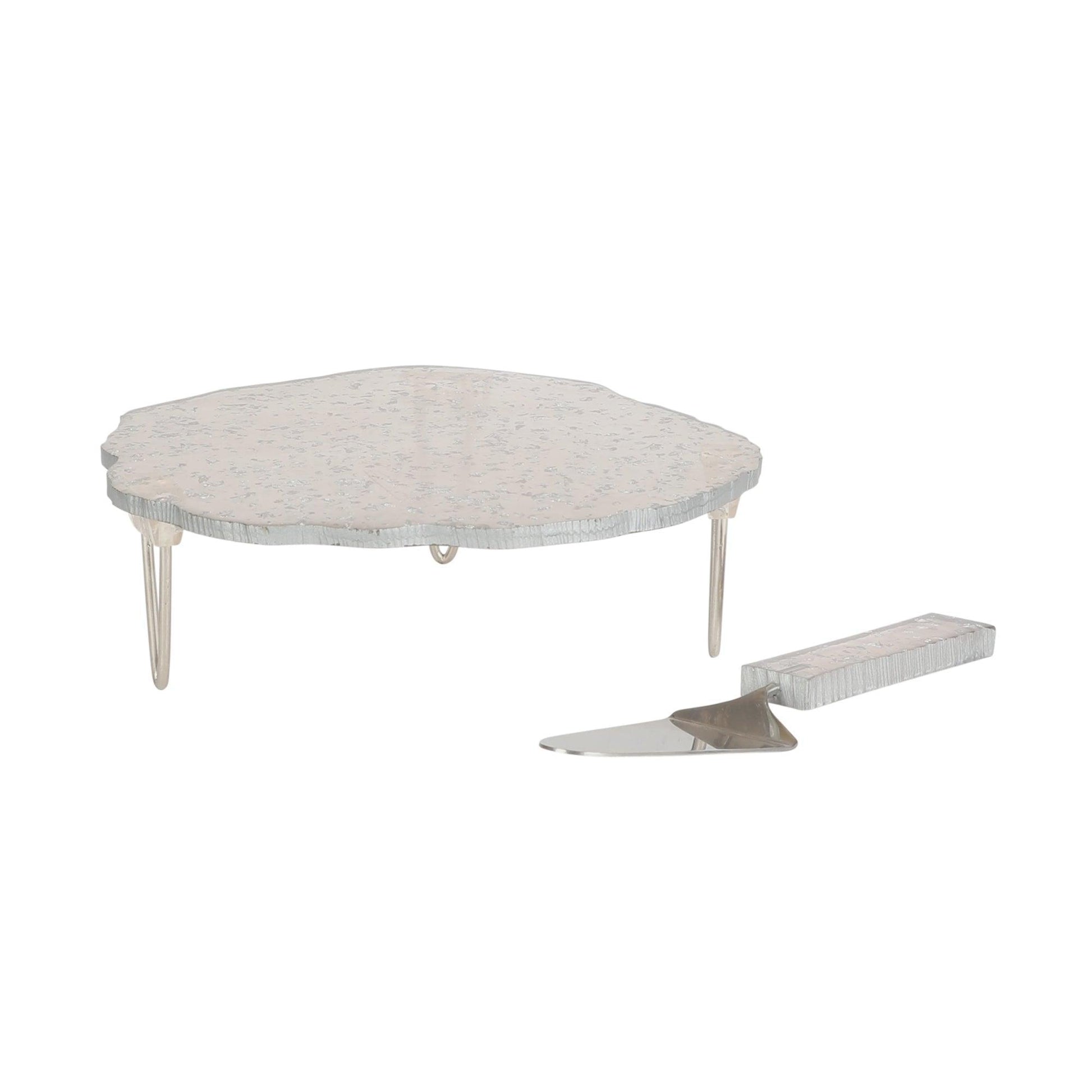 Buy Cake stand - Stylish Resin Cake Stand With Server | Modern Platter For Snacks & Appetizers by Amaya Decors on IKIRU online store