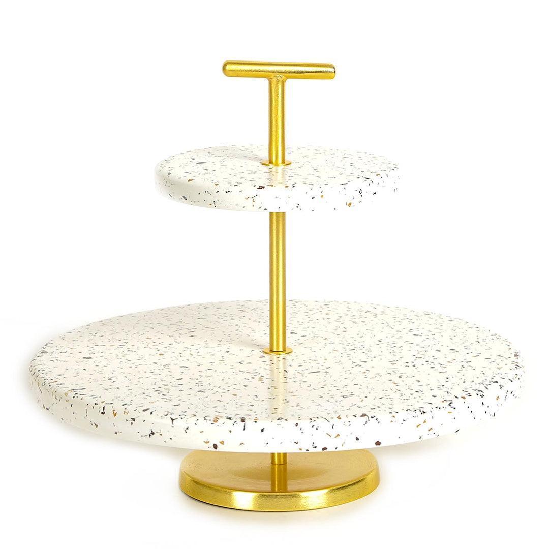Buy Cake stand - White & Gold 2 Tier Serving Stand For Desserts & Cupcakes by Home4U on IKIRU online store