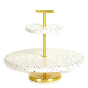 Buy Cake stand - White & Gold 2 Tier Serving Stand For Desserts & Cupcakes by Home4U on IKIRU online store