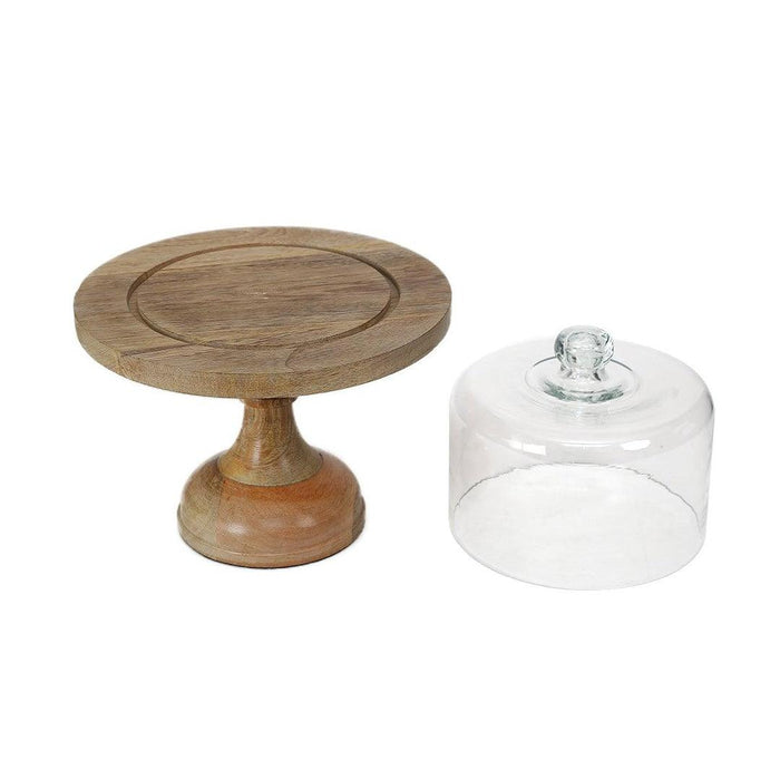 Buy Cake stand - Wooden Cake Stand With Glass Lid | Display Stand For Cookies & Snacks by Home4U on IKIRU online store