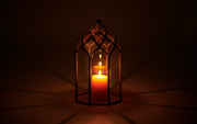 Buy Candle Stand - Antique Brass Lantern Glass Stand | Black Finish Tealight Candle Holder For Home & Party Decor by Orange Tree on IKIRU online store