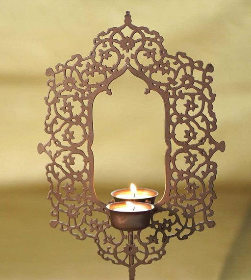 Buy Candle Stand - Antique Metal Table T Light | Candle Lamp For Home Decor And Puja Essential by Courtyard on IKIRU online store