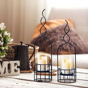 Buy Candle Stand - Basket Candle Holder Stand With Glass Cover Set of 2 by House of Sajja on IKIRU online store