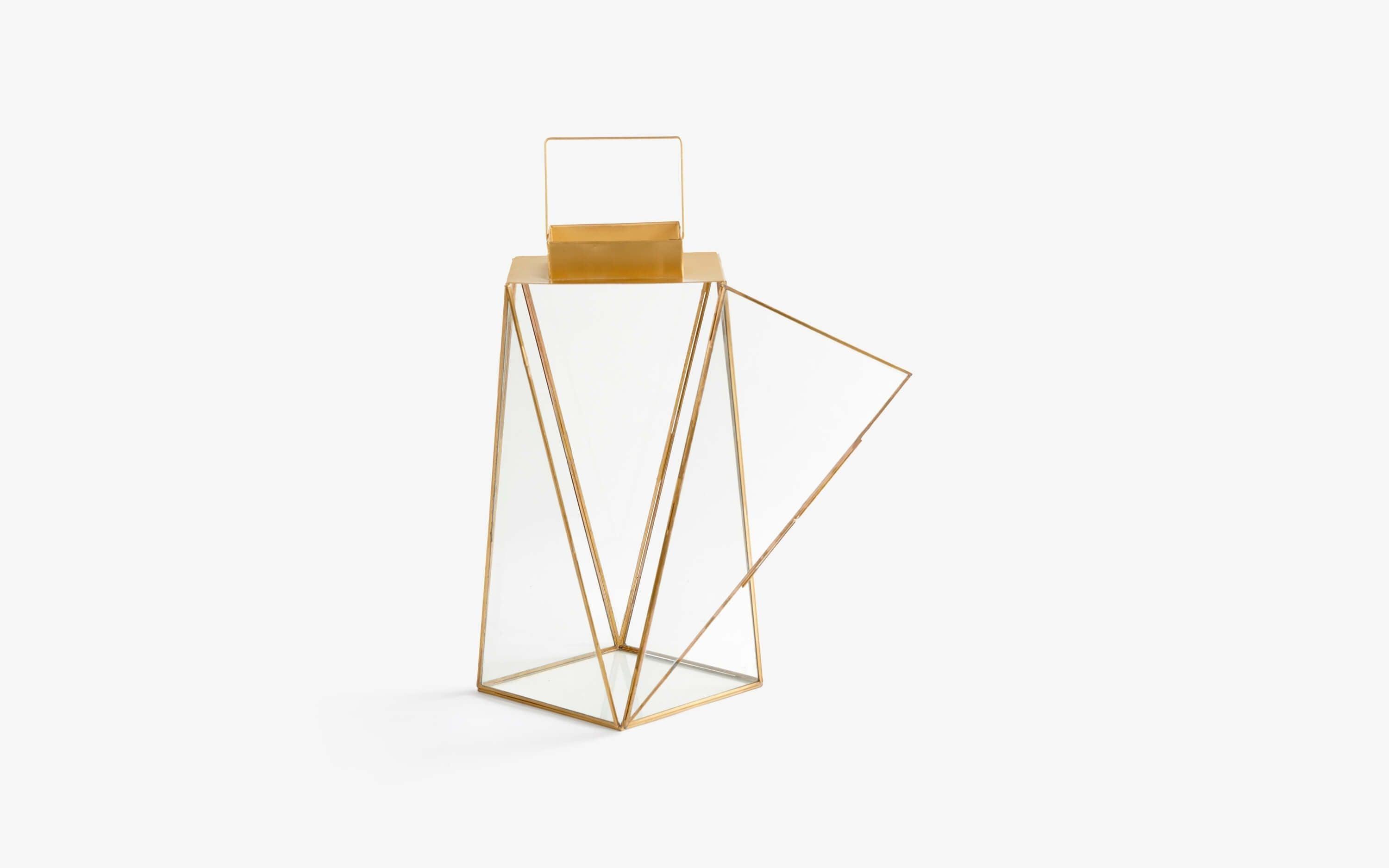Buy Candle Stand - Brass & Glass Finish Modern Style Alex Lantern For Festive Glam And Home Decor by Orange Tree on IKIRU online store