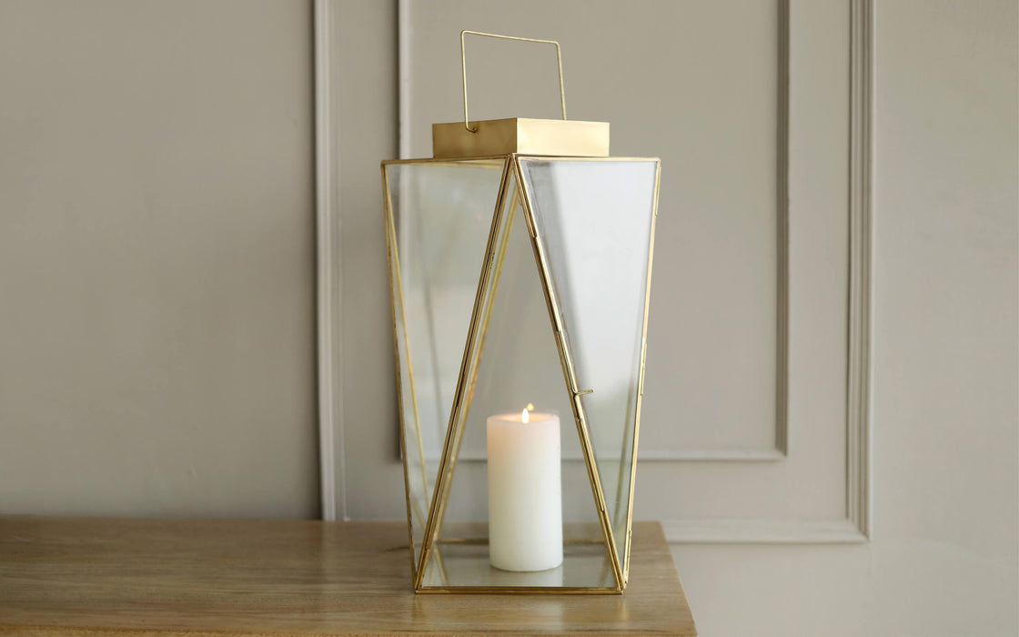 Buy Candle Stand - Brass & Glass Finish Modern Style Alex Lantern For Festive Glam And Home Decor by Orange Tree on IKIRU online store