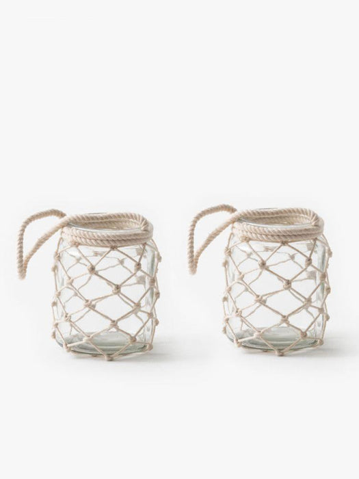 Buy Candle Stand - Decorative Clear Glass Hanging Candle Holder & Lantern Set Of 2 by Casa decor on IKIRU online store