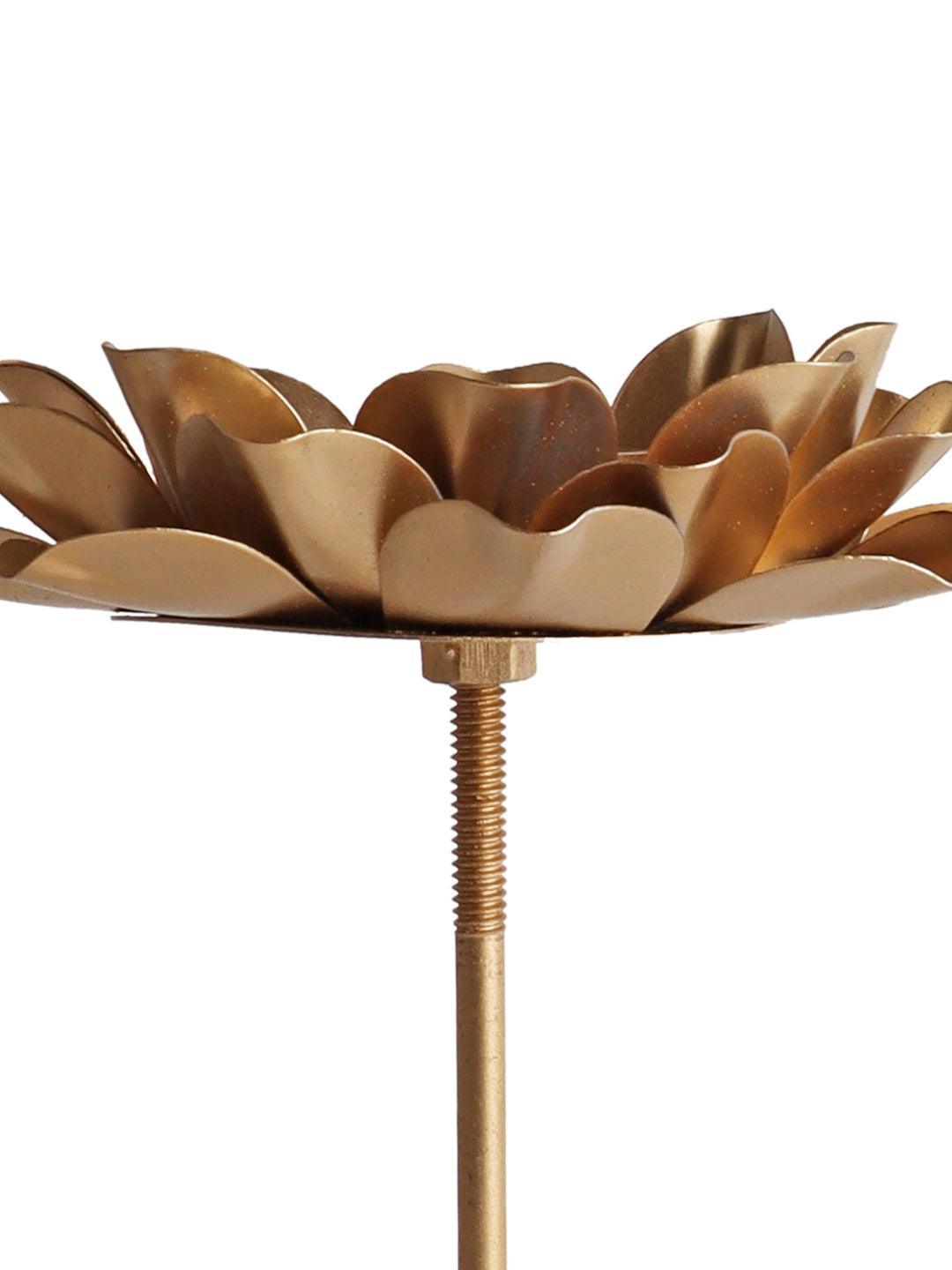 Buy Candle Stand - Decorative Flower Tealight Set Of 3 | Golden Detachable Diya Stand by Amaya Decors on IKIRU online store