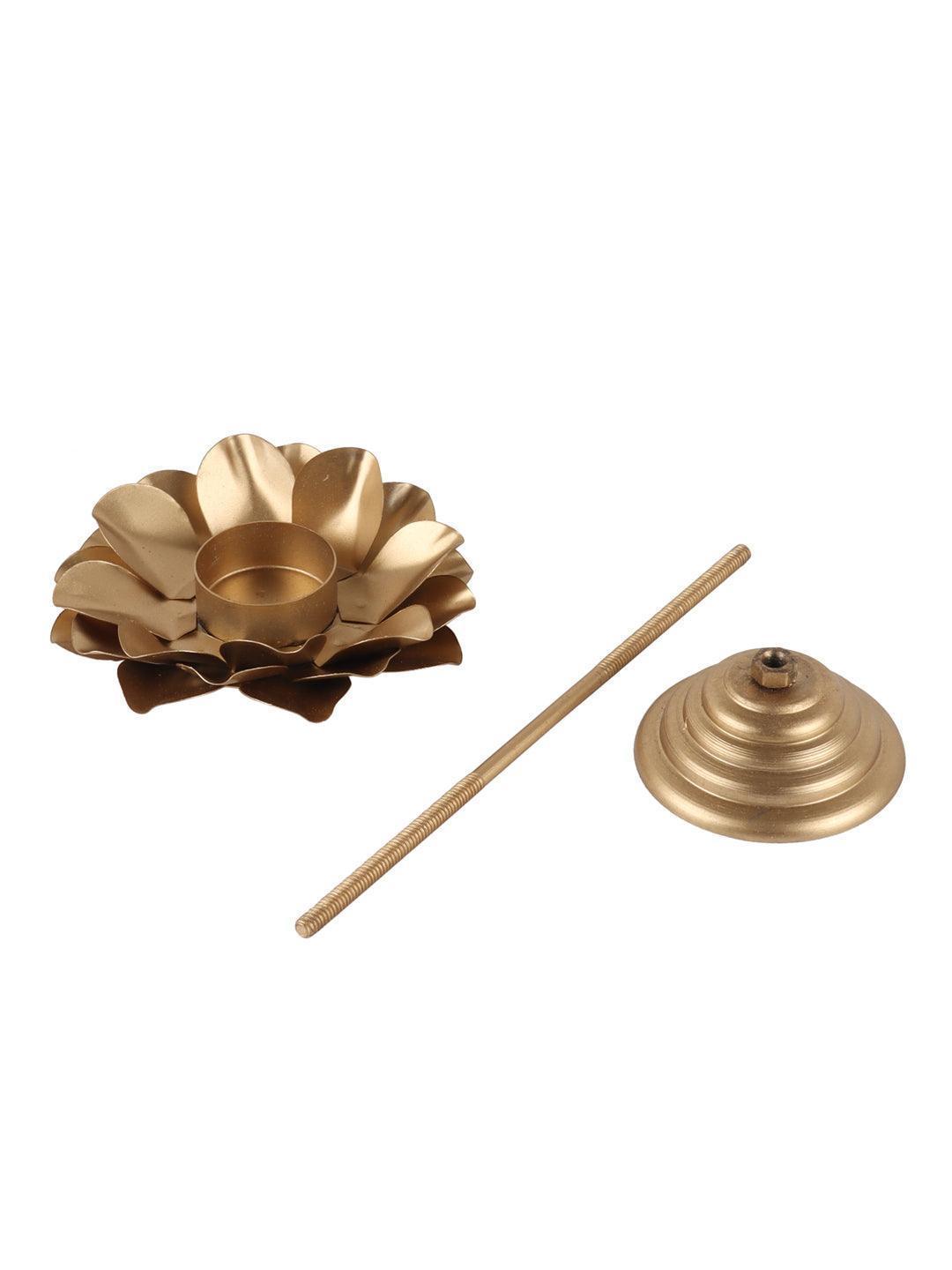 Buy Candle Stand - Decorative Flower Tealight Set Of 3 | Golden Detachable Diya Stand by Amaya Decors on IKIRU online store