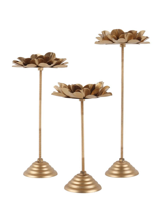 Buy Candle Stand - Decorative Flower Urli With Diya Stand Pack Of 6 | Golden Bowl & Tealight Holder Set by Amaya Decors on IKIRU online store