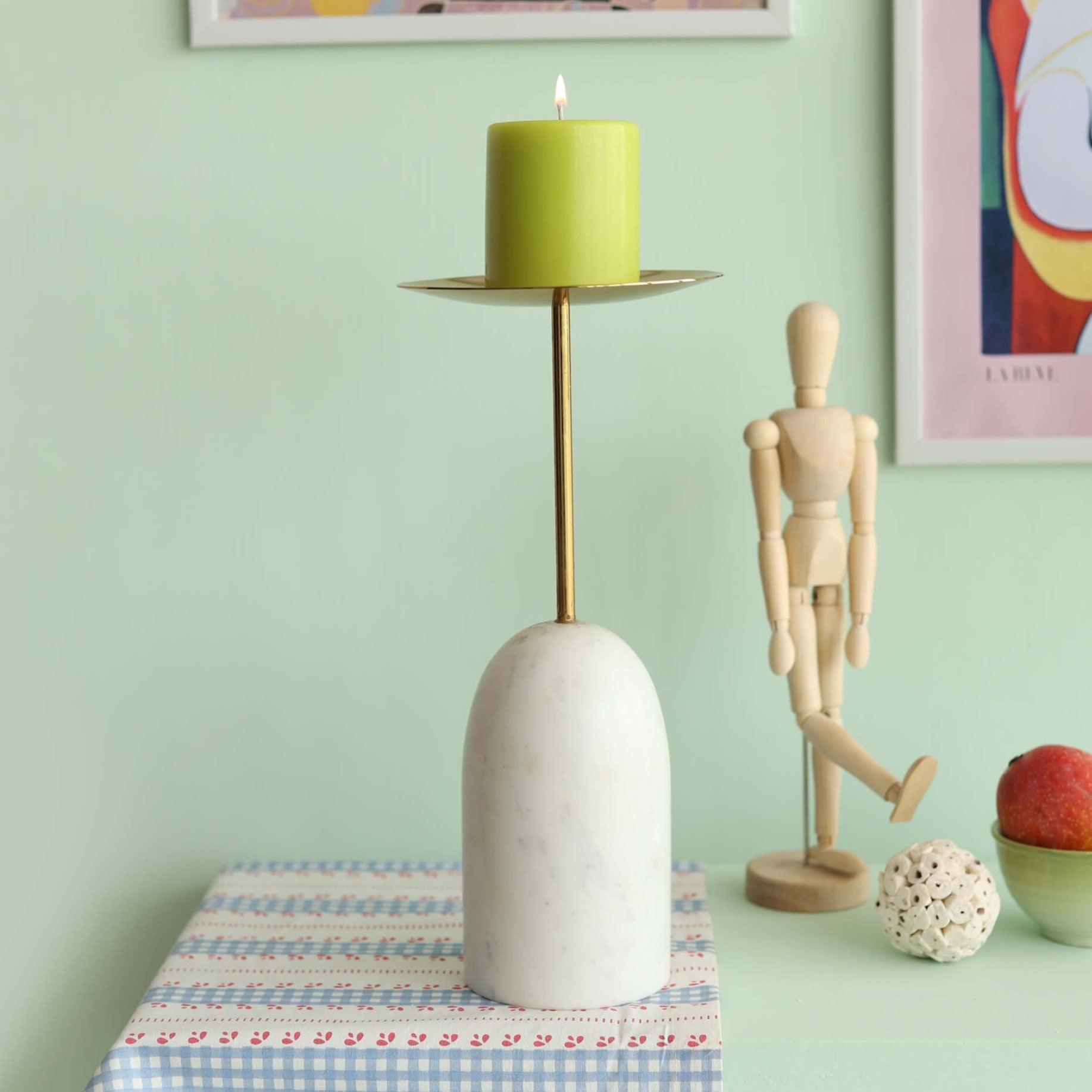 Buy Candle Stand - Decorative Marble And Metal Candle Holder | Tealight Stand For Home Or Party Decor by Orange Tree on IKIRU online store