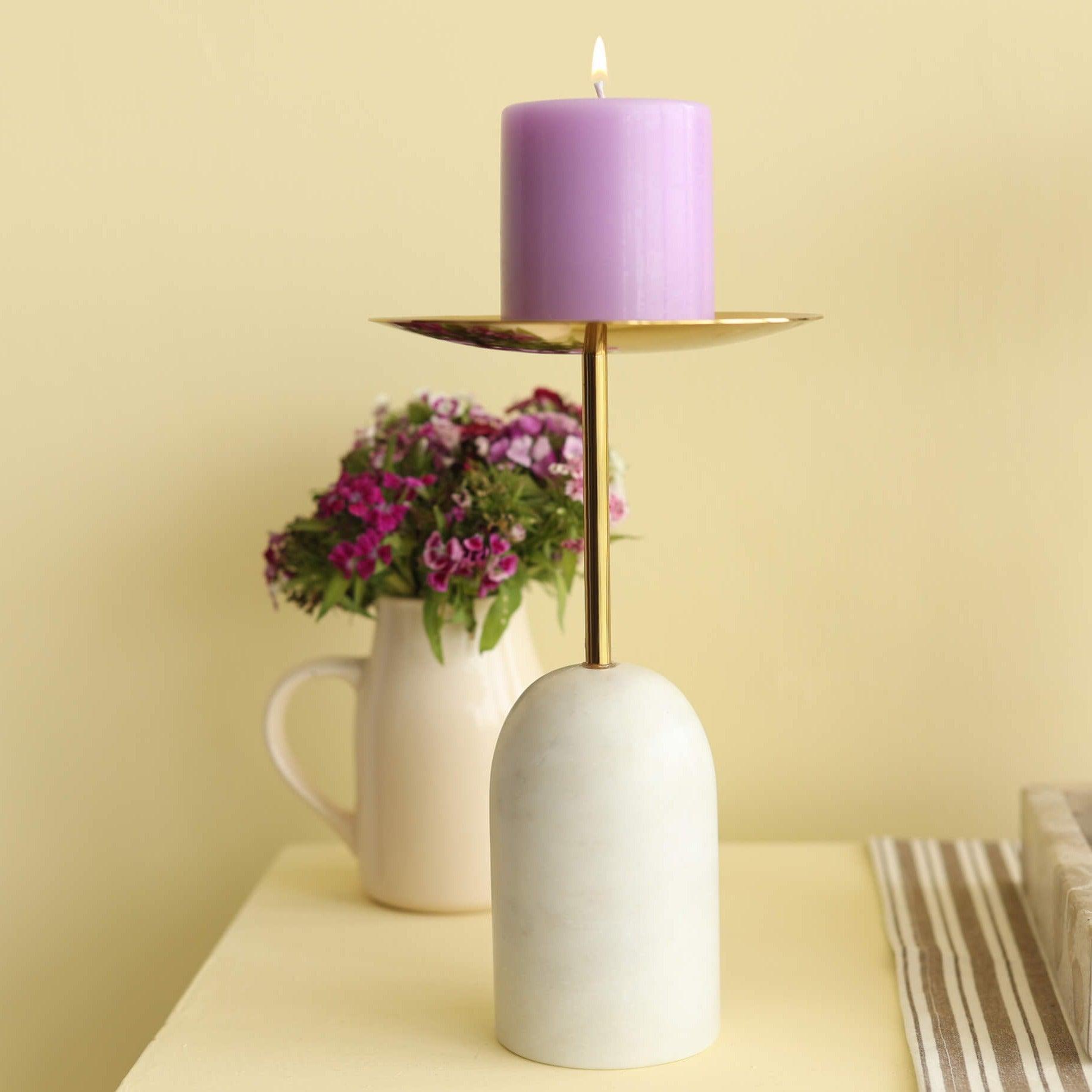 Buy Candle Stand - Decorative Marble And Metal Candle Holder | Tealight Stand For Home Or Party Decor by Orange Tree on IKIRU online store