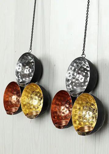 Buy Candle Stand - Decorative Three Color Wall Hanging Tealight Holder | Art Piece For Decor by Amaya Decors on IKIRU online store