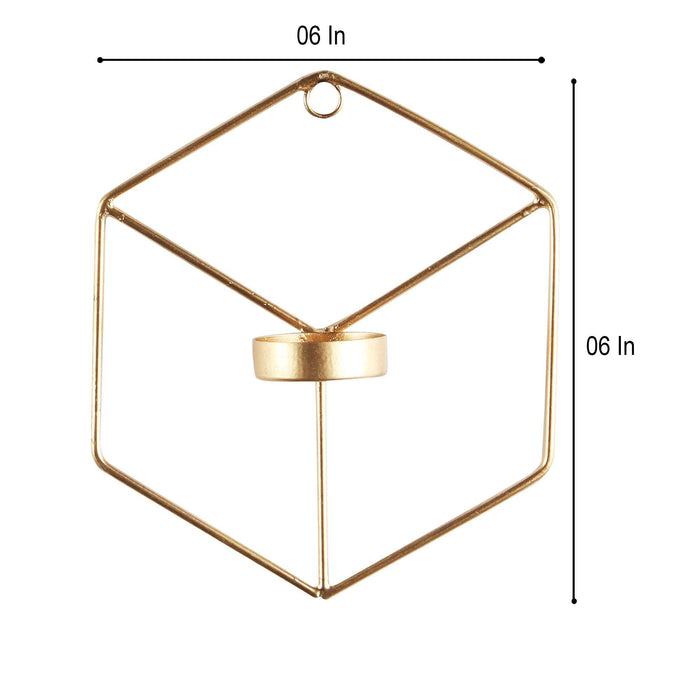 Buy Candle Stand - Decorative Wall Hexagon Tealight Holder Set Of 2 | Golden Cube Shape Decor by Amaya Decors on IKIRU online store