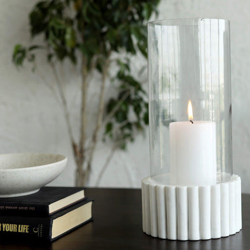 Buy Candle Stand - Doric Glass Pillar With Marble Base Candle Holder | T Light Stand For Decor by Orange Tree on IKIRU online store