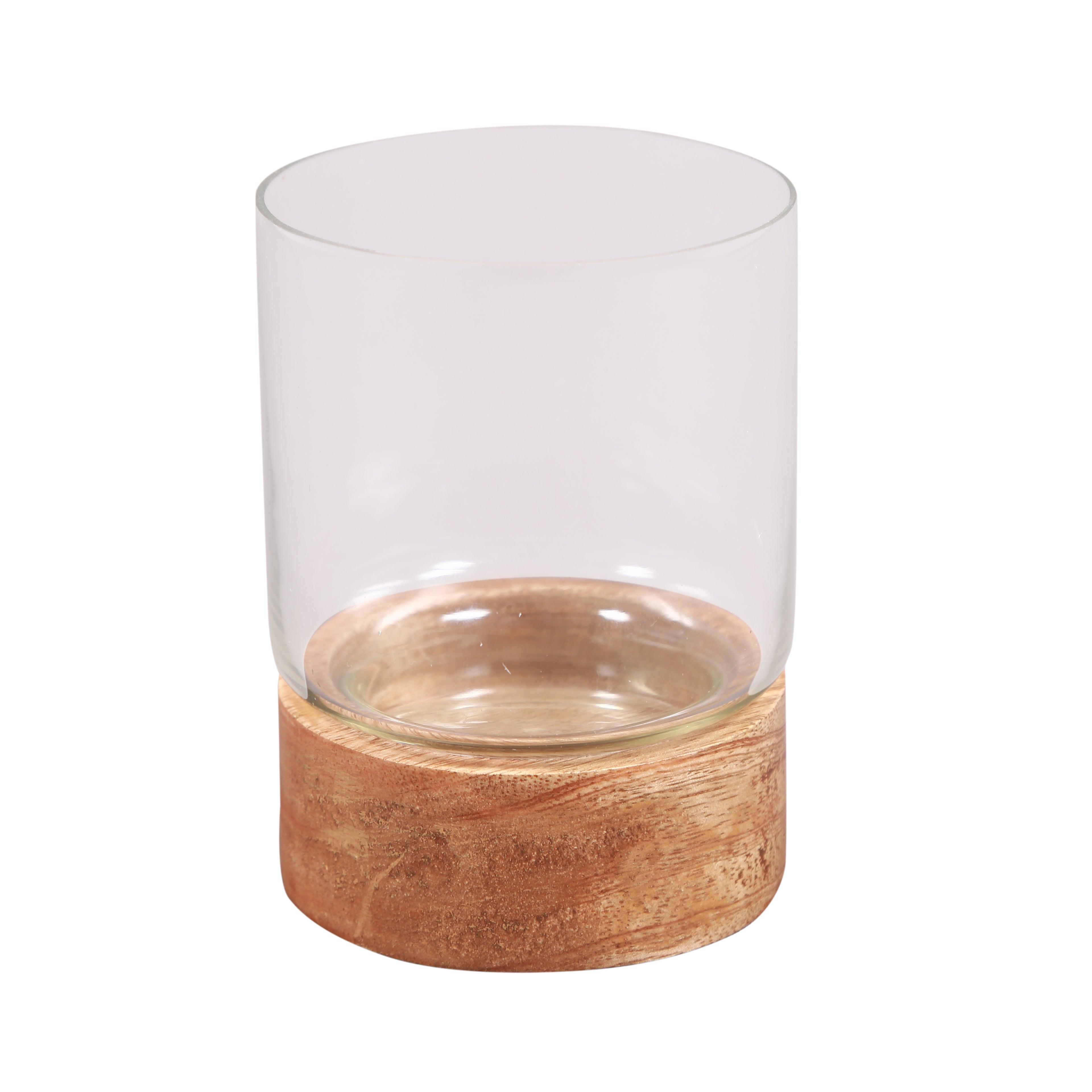 Buy Candle Stand - Glass And Wooden Decorative Candle Holder Stand For Home Decor by Manor House on IKIRU online store