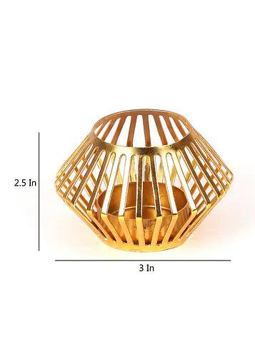 Buy Candle Stand - Gold Plated Unique Tealight Holder Set Of 4 | Metal Candle Stand by Amaya Decors on IKIRU online store