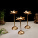 Buy Candle Stand - Golden Flower Cut Detachable Tealight Holder Set Of 3 | Diya Stand For Decor by Amaya Decors on IKIRU online store