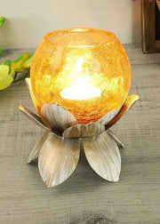 Buy Candle Stand - Golden Metallic Lotus Flower Small Tealight Holder For Home Decor by Amaya Decors on IKIRU online store