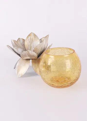 Buy Candle Stand - Golden Metallic Lotus Flower Small Tealight Holder For Home Decor by Amaya Decors on IKIRU online store