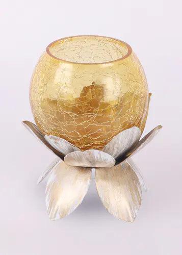 Buy Candle Stand - Golden Metallic Lotus Flower Small Tealight Holder For Home Decor by Amaya Decors on IKIRU online store